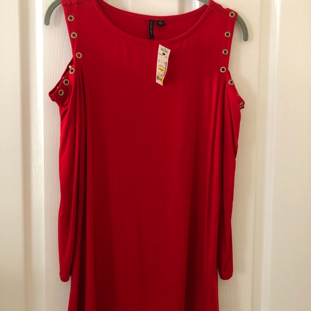 Venini Red Grommet Long Sleeve Cold Shoulder Top Small